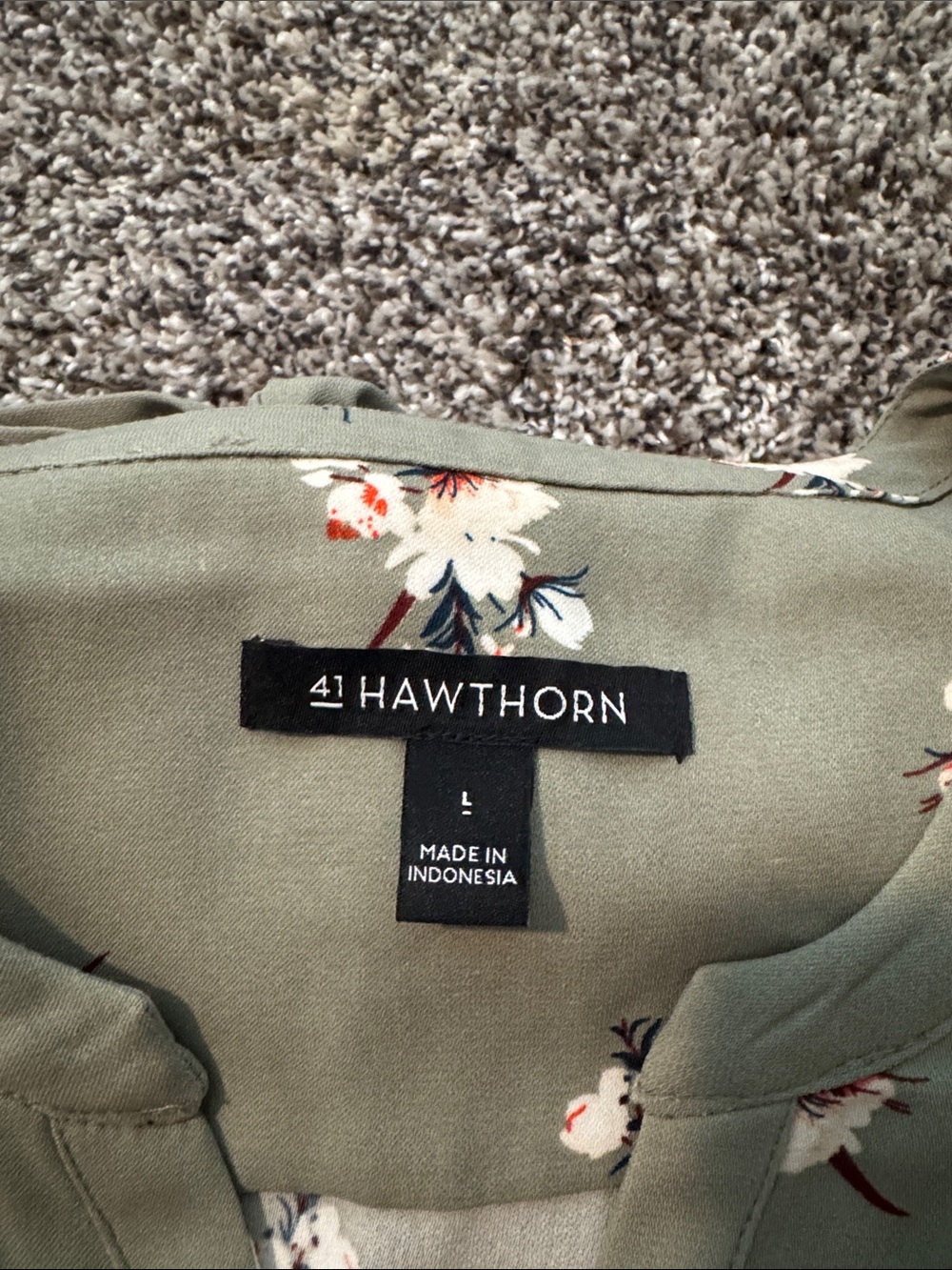 41 Hawthorn Olive Green Floral Button-Front Tie-Waist Midi Dress - Picture 2 of 2